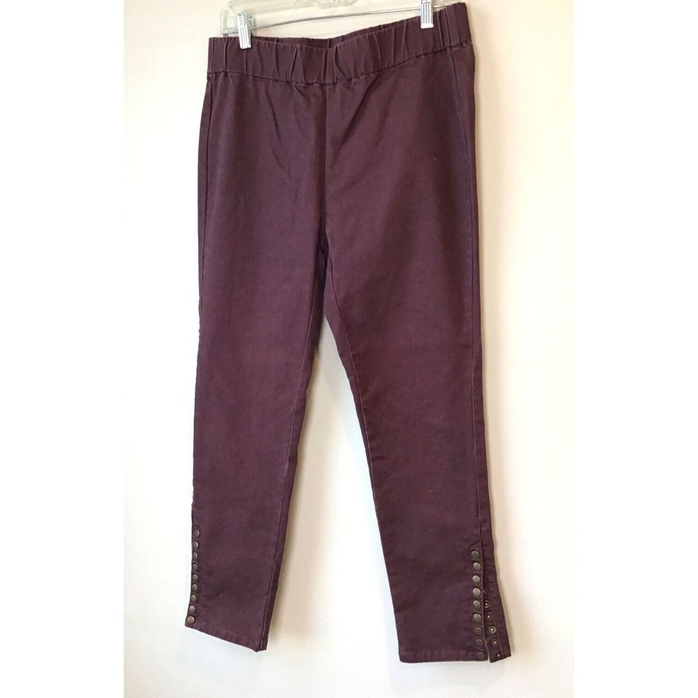 Soft Surroundings Pants Women's Petite M Metro Legging Pull On Snap Ankle Mauve
